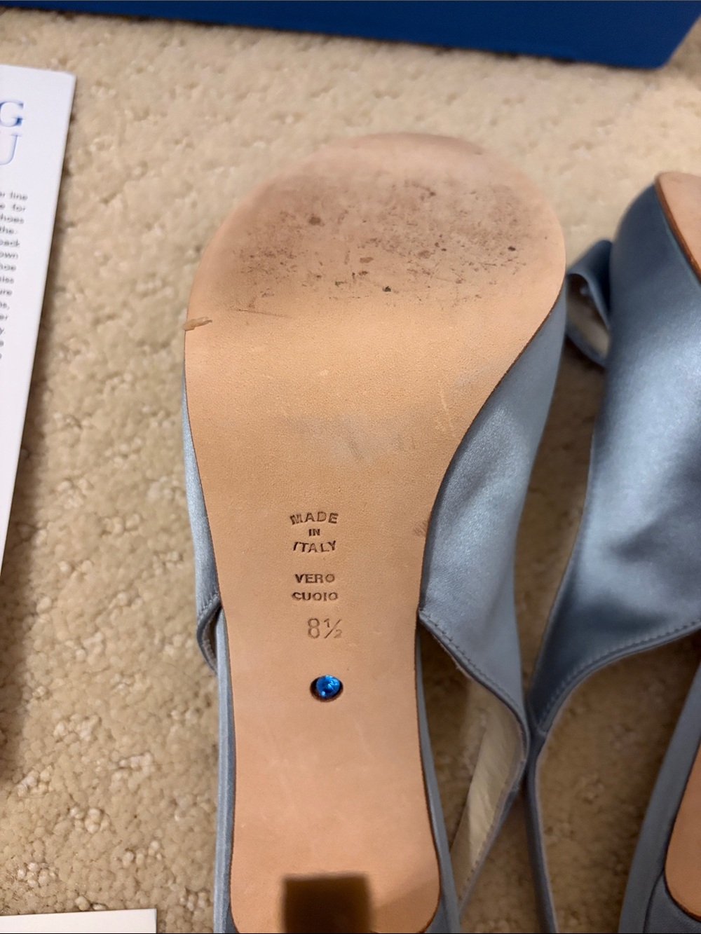 Something Bleu Bridal Light Blue Satin Peep Toe Slingback Heels - Picture 2 of 8